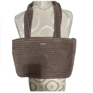 The Sak Woven Crochet Shoulder bag in tan.